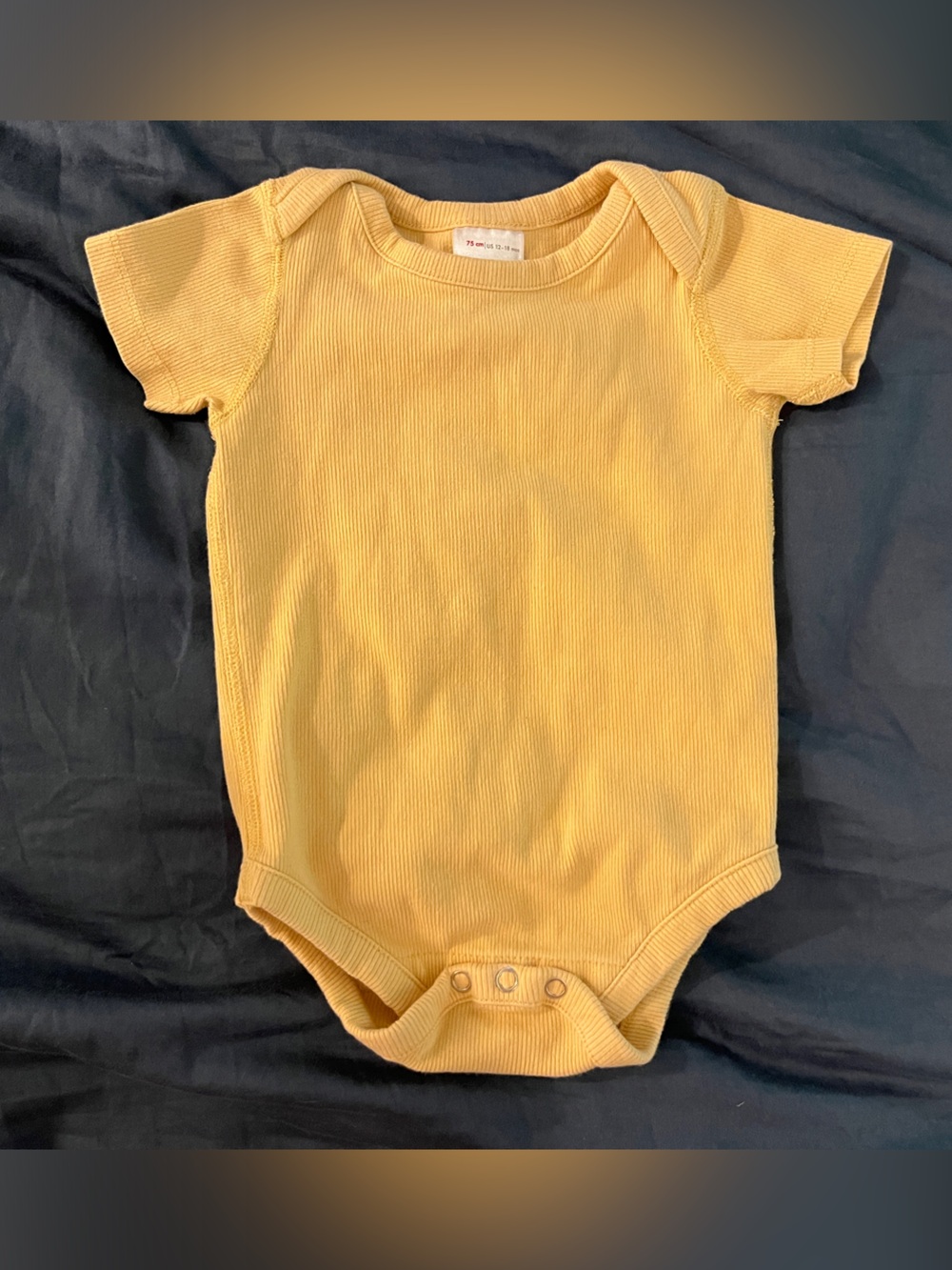 Hanna Andersson Yellow Baby Short-Sleeve Ribbed Bodysuit 75 cm 12-18M Cotton